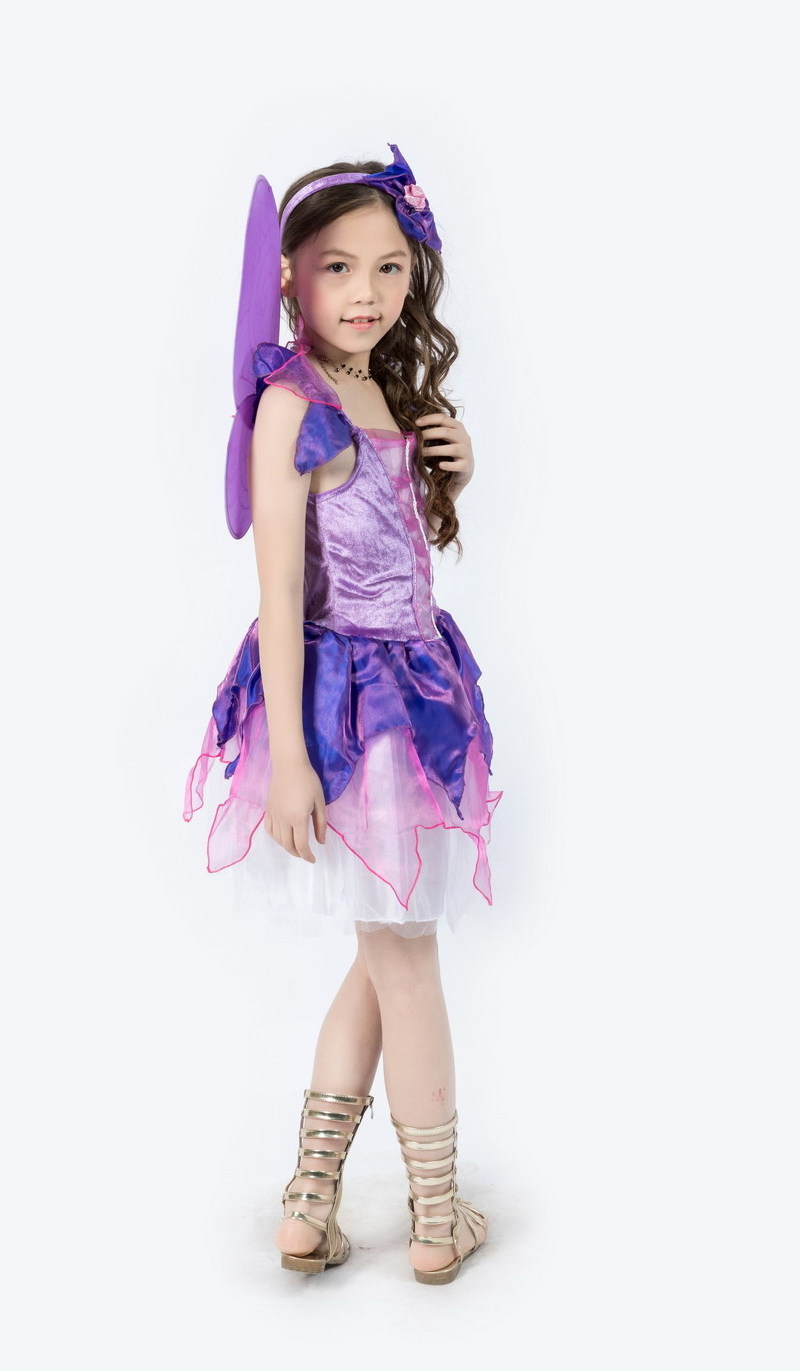 Carnival party princess dress kids girls fairy butterfly costume with wings