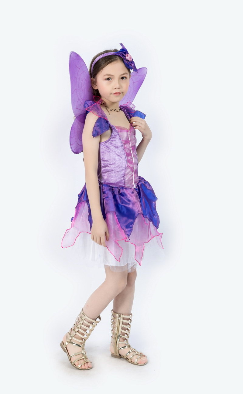 Carnival party princess dress kids girls fairy butterfly costume with wings