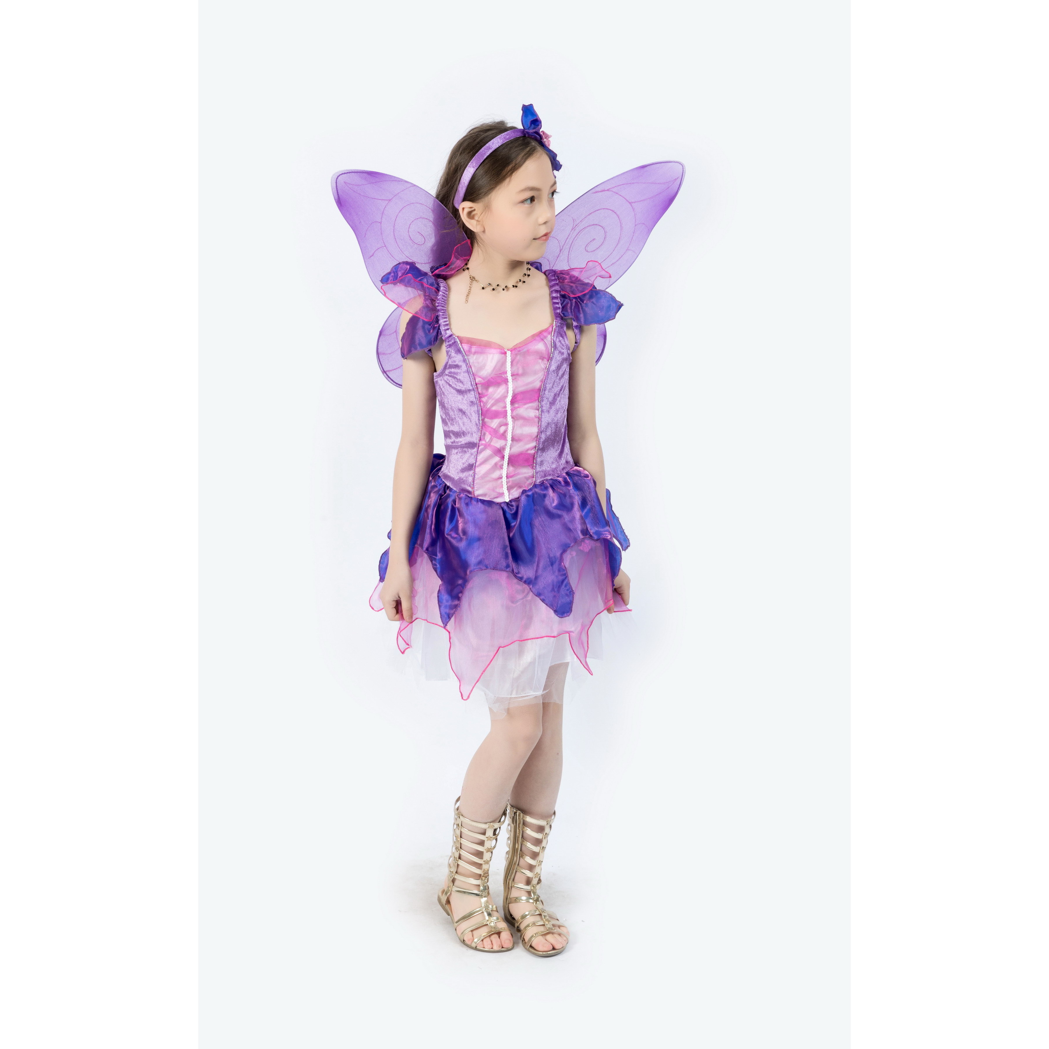 Carnival party princess dress kids girls fairy butterfly costume with wings