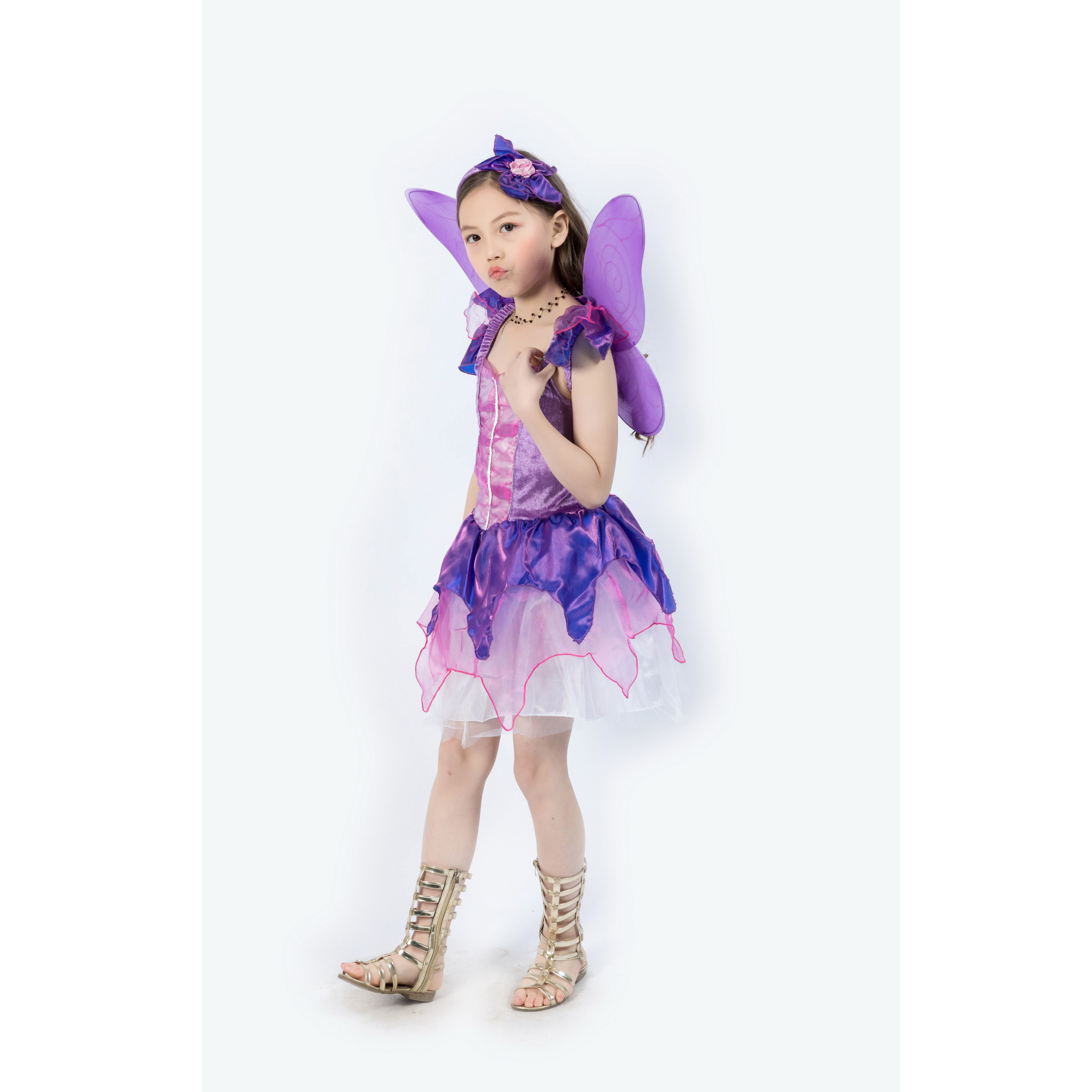 Carnival party princess dress kids girls fairy butterfly costume with wings