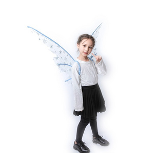 Silver snow printing big size led fairy wings light up wings