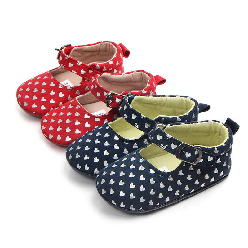 New arrival anti-slip dot design leather baby girl shoes