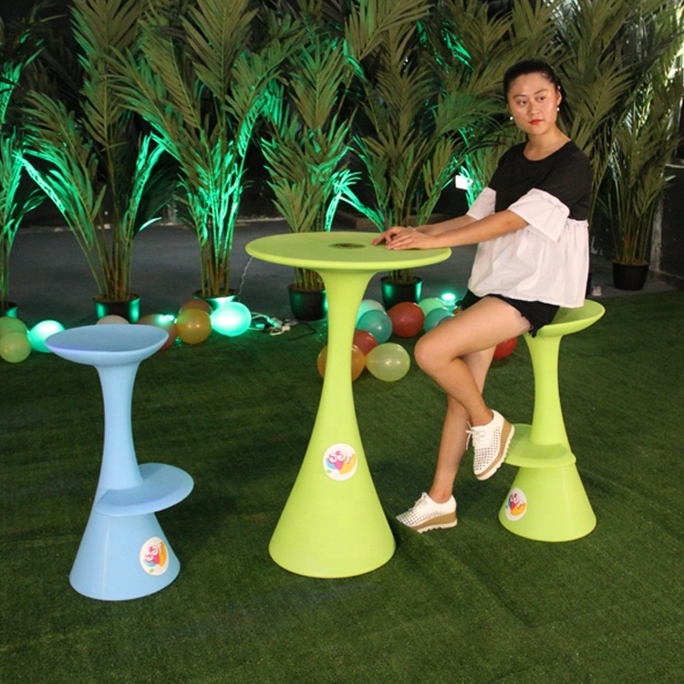 outdoor RGB colors lighting change led plastic glow bar stools / Nightclub Led Chair Bar furniture sets