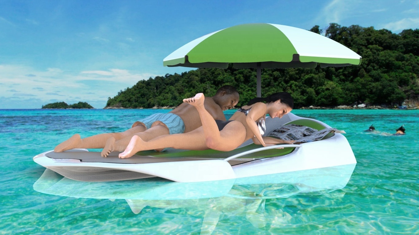 Beach Sea Outdoor Plastic Sunbed Tanning Bed Pool Lounge Chair Floating Cabana Sunbed With Cushion