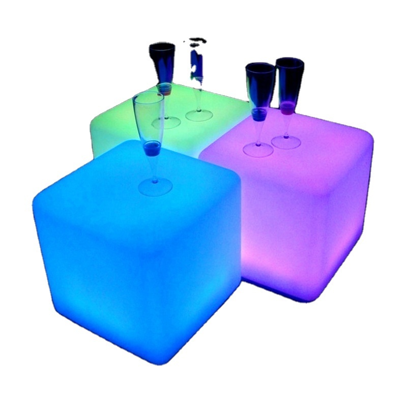 Rechargeable led cube & chair lighted plastic led cube stool garden led cube