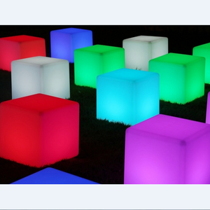 Rechargeable led cube & chair lighted plastic led cube stool garden led cube