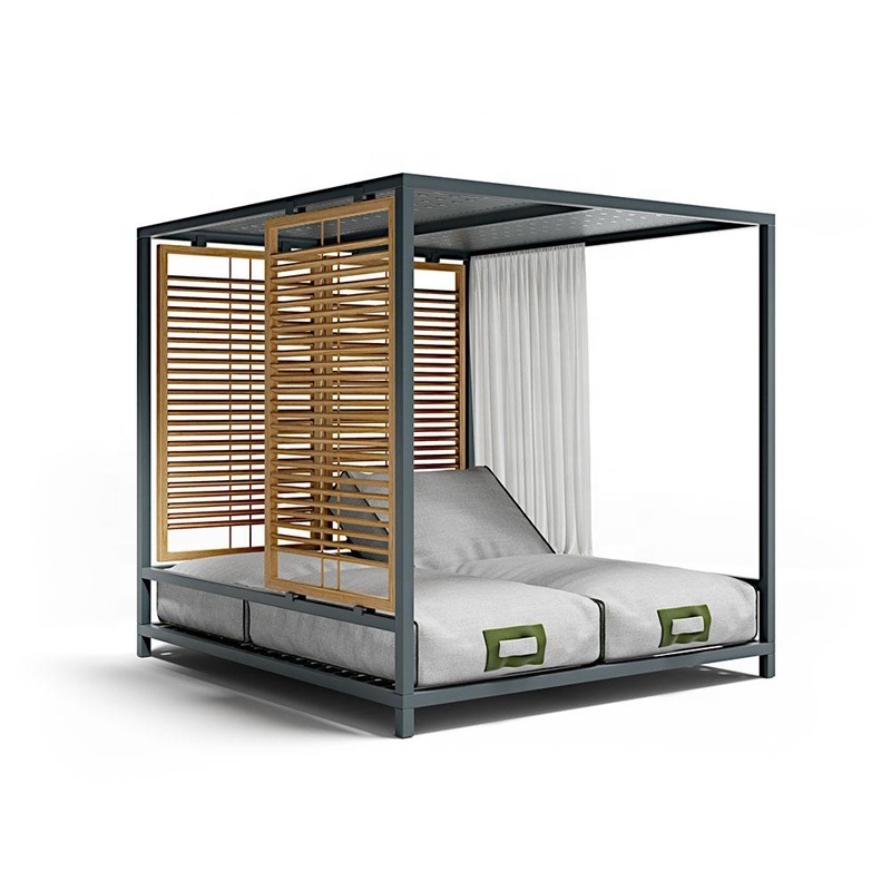 outdoor canopy bed and cabanas Luxury chaise lounge with waterproof canopy curtains outdoor lounge bed