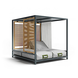 outdoor canopy bed and cabanas Luxury chaise lounge with waterproof canopy curtains outdoor lounge bed