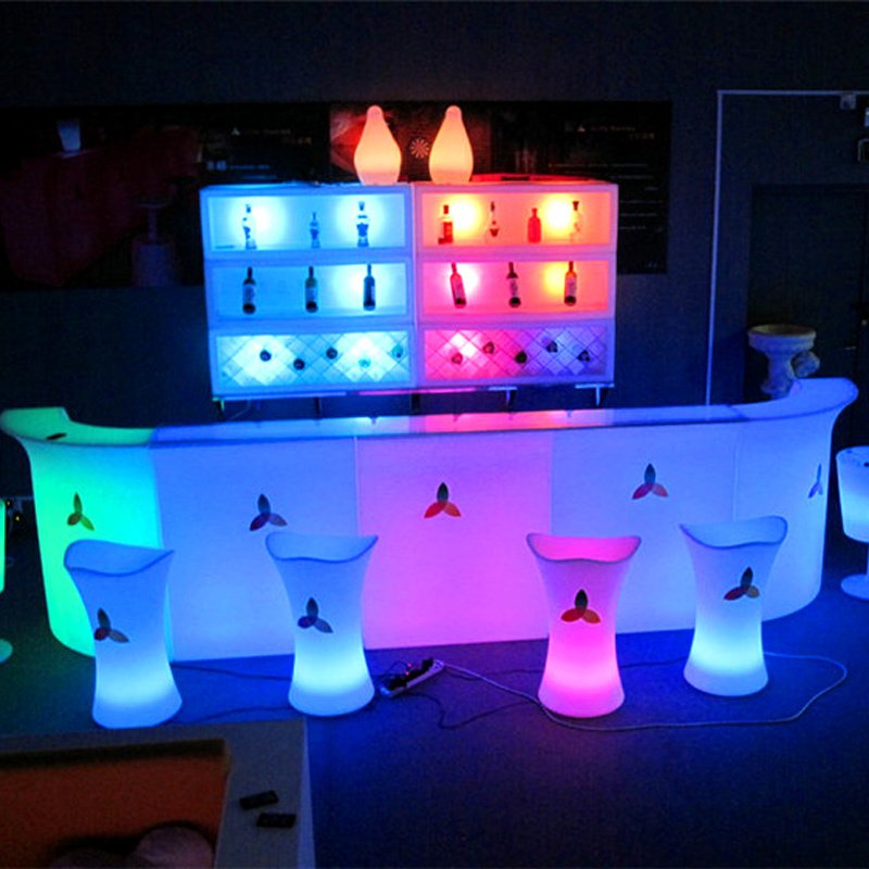 Hot Sale Popular Led Furniture Plastic Commercial Used Illuminated Glow Luminous Lighting Portable Bar Counter Outdoor Furniture