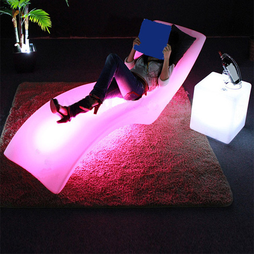 LED plastic lounge chairs light up outdoor sun chair swimming pool furniture leisure sun bed in water chair