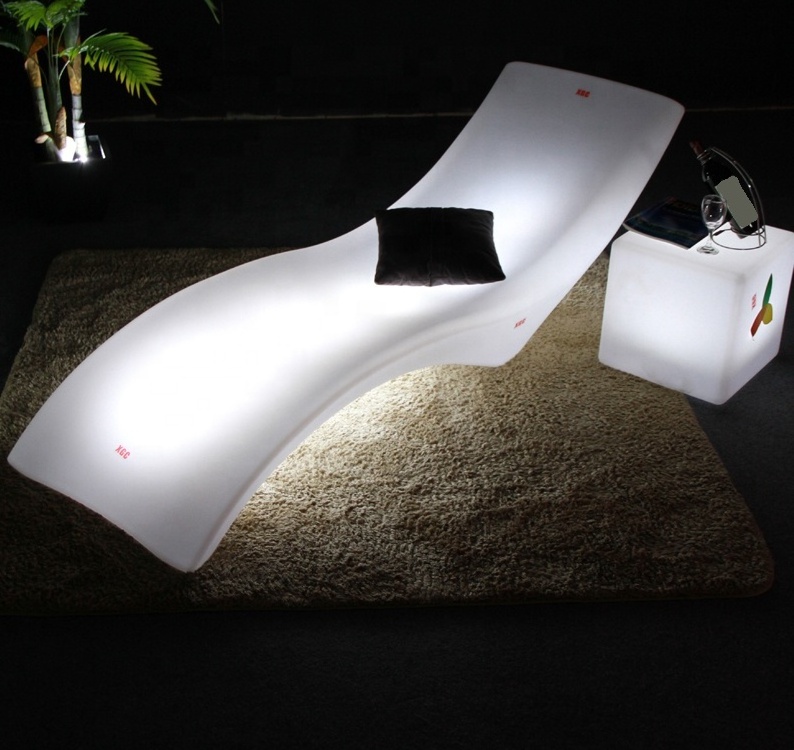 LED plastic lounge chairs light up outdoor sun chair swimming pool furniture leisure sun bed in water chair