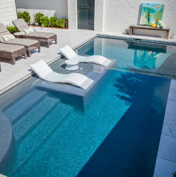 Modern Tanning pool In water Tanning Ledge In-pool Chaise Lounge Chair Outdoor Ledge lounger