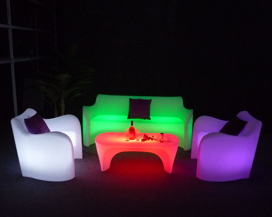 Nightclub Ktv Modern Furniture Remote Rgb Color Illuminated Led Salon Events Bar Sofa Seat Light Up Led Sectional Sofa