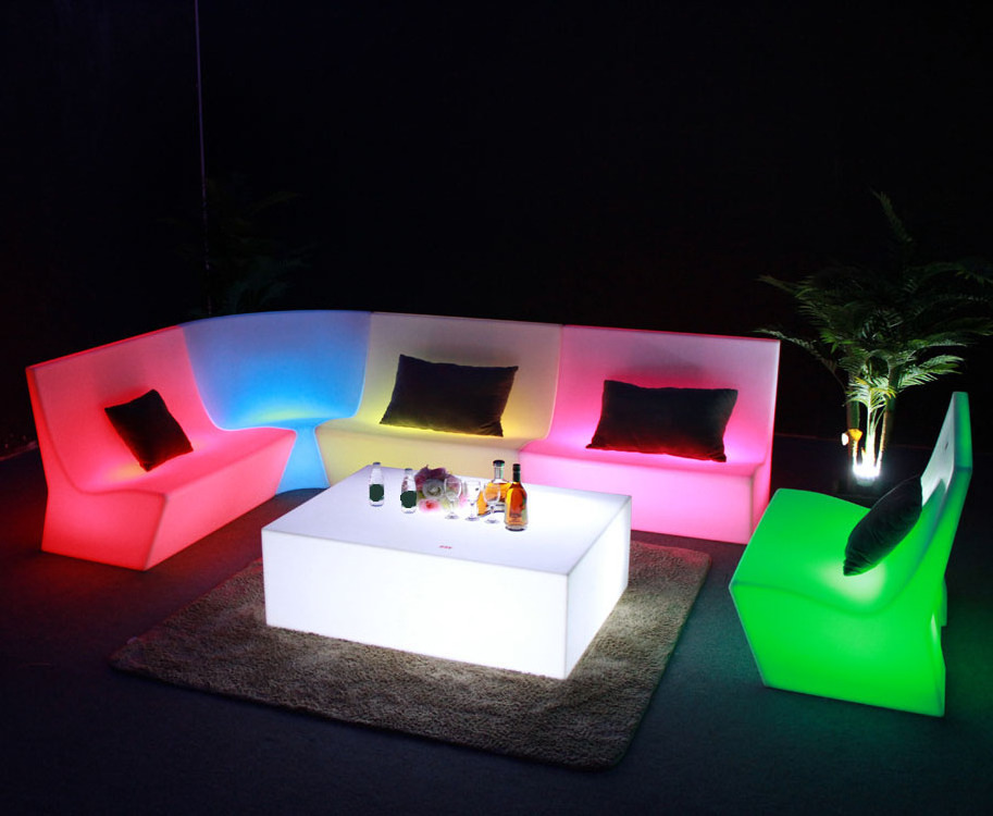 Led Furniture Lighting Sofa for household Bar Night Club Plastic Sofa