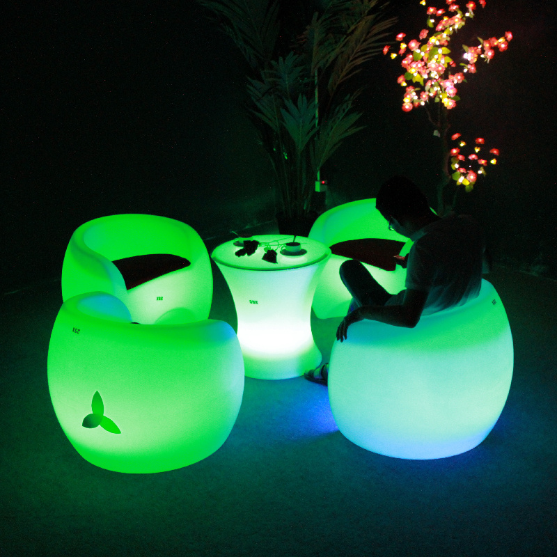 Modern PE LED Furniture Lounge Glowing RGB Lighting Bar Sofa Chair for Living Room Dining Outdoor Hotel Exterior