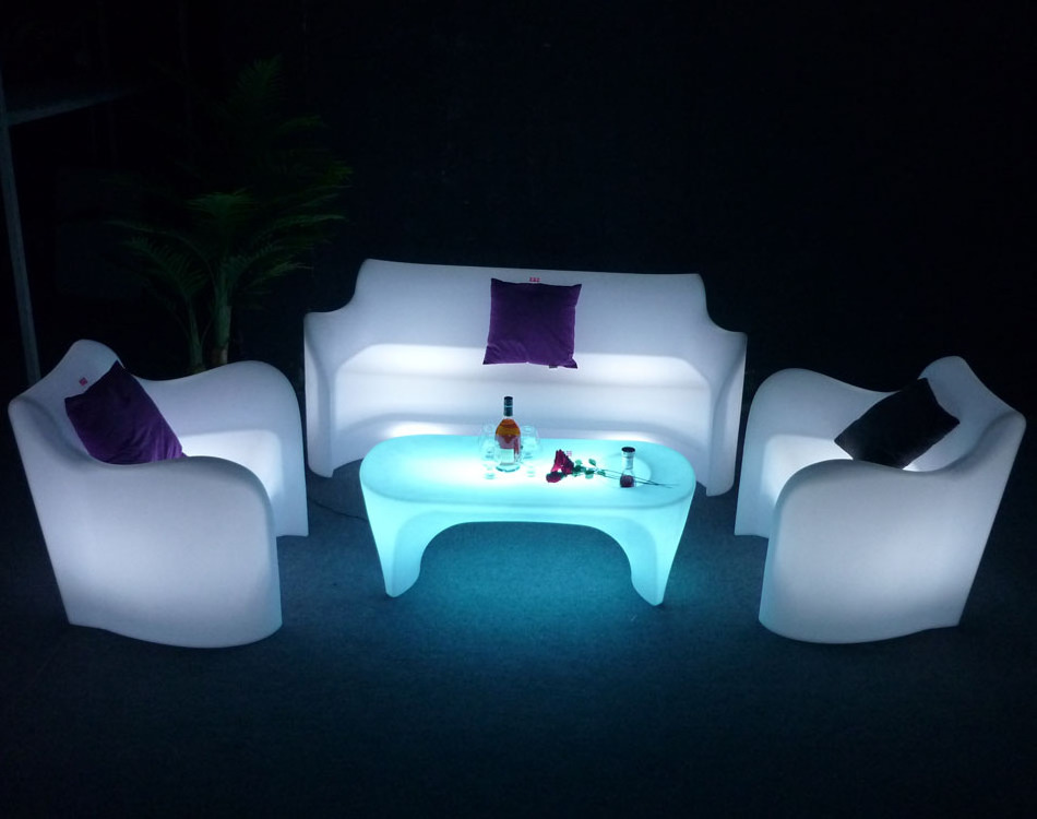 Nightclub Ktv Modern Furniture Remote Rgb Color Illuminated Led Salon Events Bar Sofa Seat Light Up Led Sectional Sofa