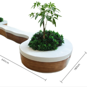 Outdoor FRP waiting bench with flower pot relaxing garden patio beach zoo street Bench Tree pot seat Chair