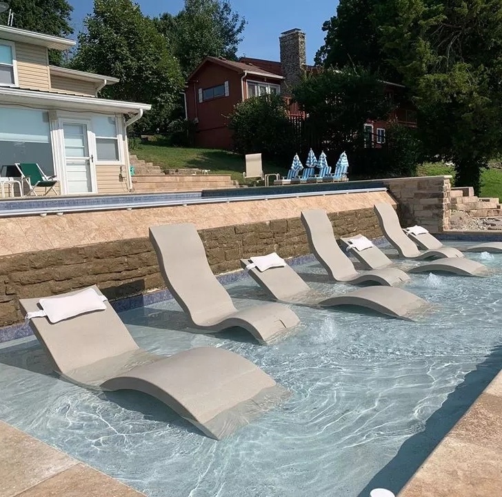 Signature Outdoor Furniture Swimming Pool Chair In-pool Sun Lounger for Villa Modern White Plastic Pool Lounge Chairs IP54