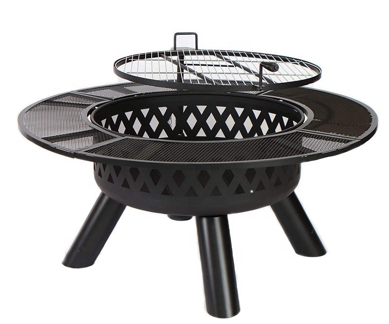 Metal Fire Pit BBQ Grill With Adjustable Cooking Grate