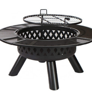 Metal Fire Pit BBQ Grill With Adjustable Cooking Grate