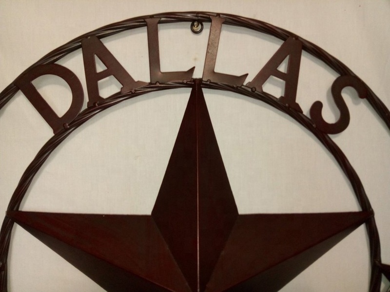 Dallas Cowboys Rustic Brown Lone Star Metal Art Western Home Wall Decor