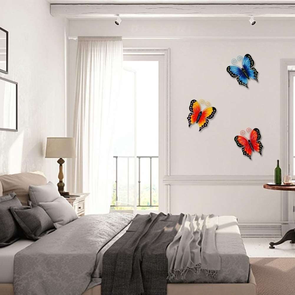 Red  Orange  Blue Butterfly Home Bedroom Office Garden Wall Decor Hanging for Indoor Outdoor