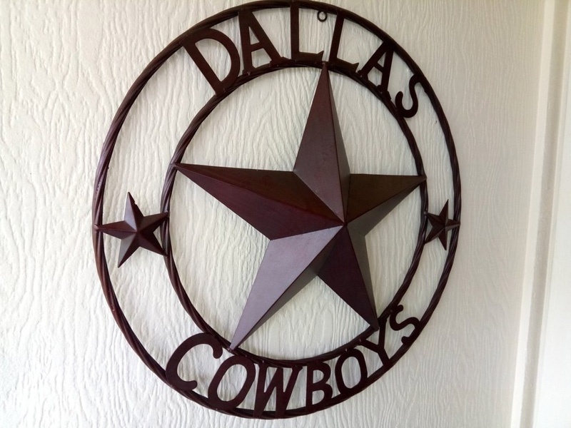 Dallas Cowboys Rustic Brown Lone Star Metal Art Western Home Wall Decor