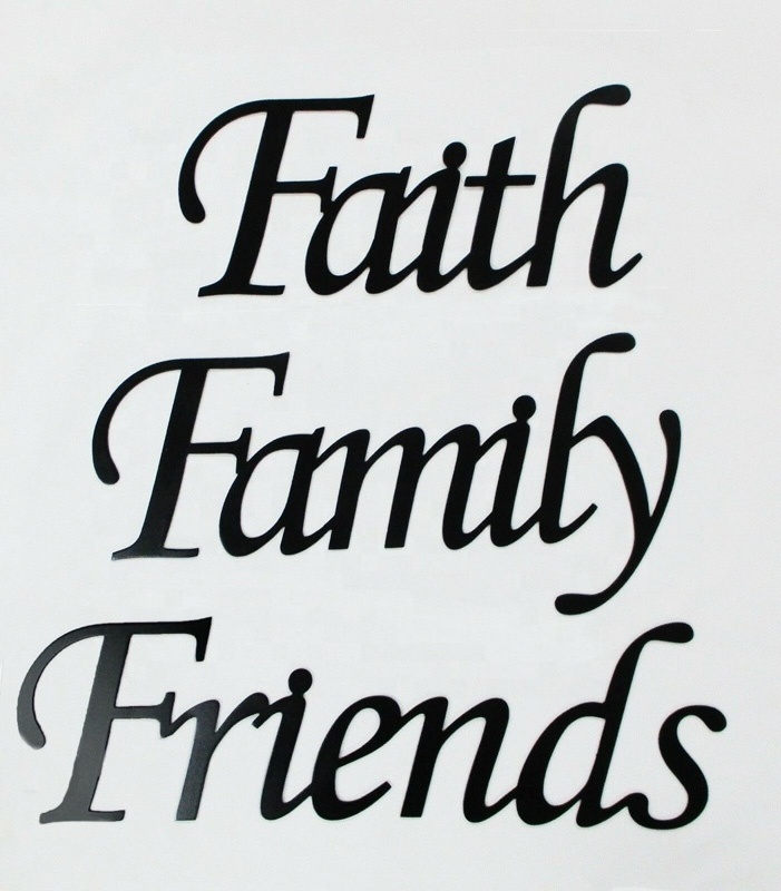 Black Faith Family Friends Metal Words Metal Wall Art Home Decor