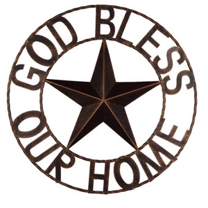 Antique Circle Dark Brown Wall Decor Metal Barn Star With Letters