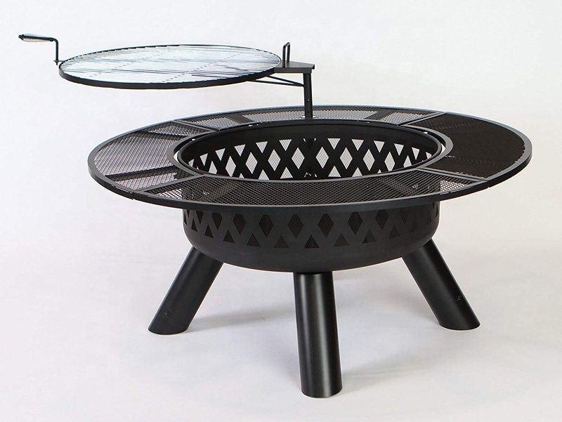 Metal Fire Pit BBQ Grill With Adjustable Cooking Grate