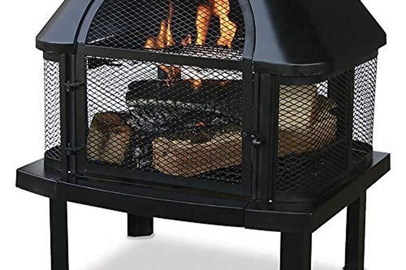 Black Metal Outdoor Fire Pit  With Chimney