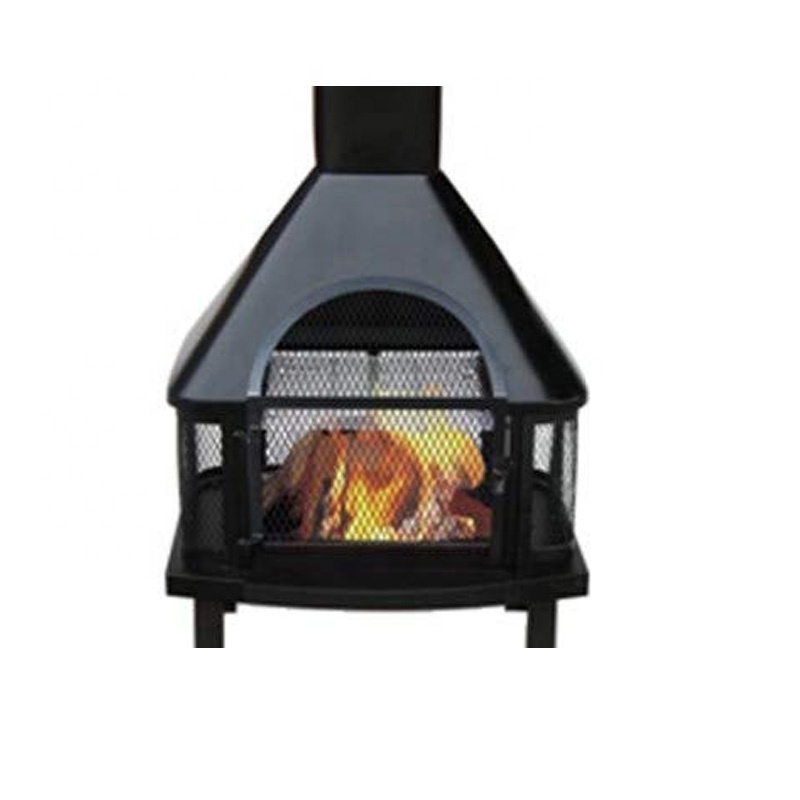 Black Metal Outdoor Fire Pit  With Chimney