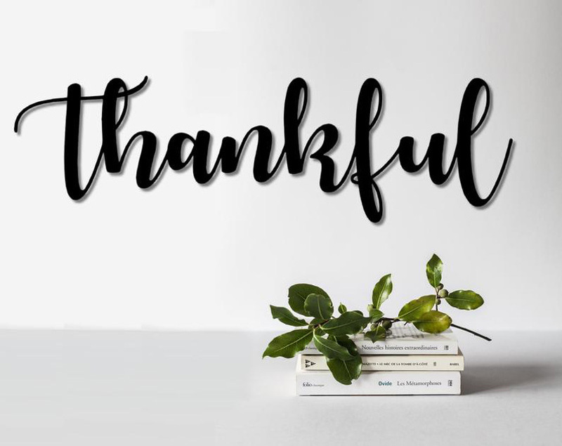 Thankful Script Word Sign Metal Thankful Sign Housewarming Gift Farmhouse Decor Word Art