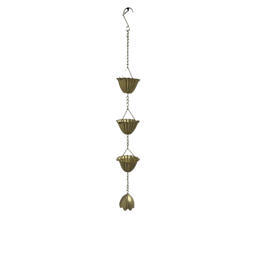 Metal Pure Glod Lotus Large Cup Rain Chain Garden