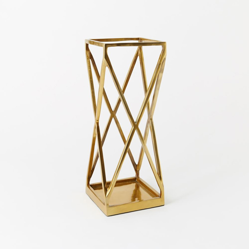 Gold Square Metal Umbrella Display Stand For Home