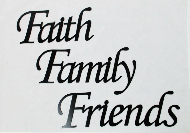 Black Faith Family Friends Metal Words Metal Wall Art Home Decor