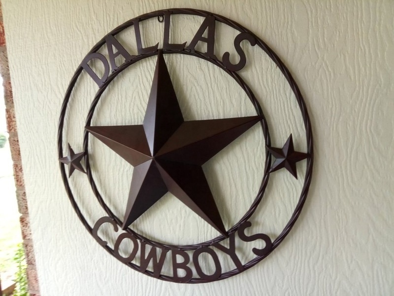 Dallas Cowboys Rustic Brown Lone Star Metal Art Western Home Wall Decor