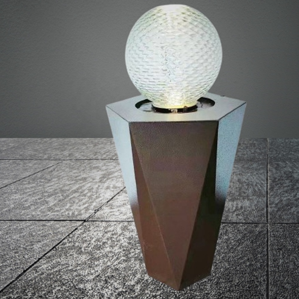 Iron Glass Ball Atomizing Fountain Decor With LED Light