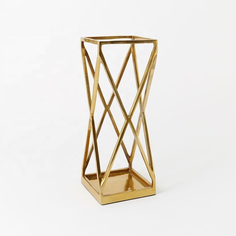 Gold Square Metal Umbrella Display Stand For Home