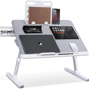 aldi multifunctional portable foldable comfort overbed table laptop desk with holder drawer computer and books adjustable angle