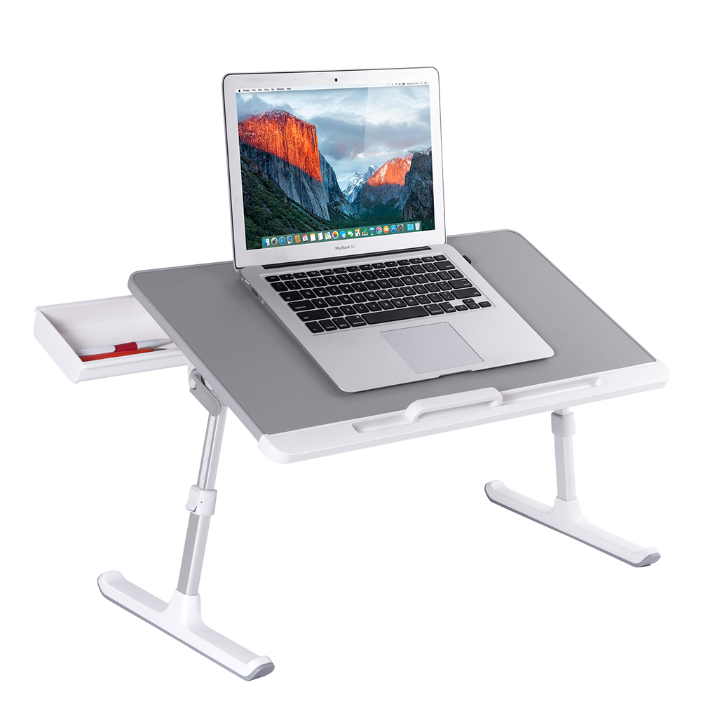 aldi multifunctional portable foldable comfort overbed table laptop desk with holder drawer computer and books adjustable angle