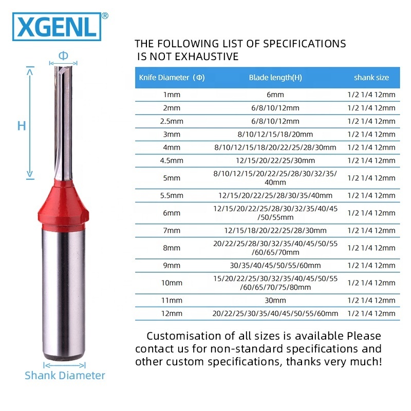 XGENL CNC Woodworking Straight Router Bits 8mm Straight Bit 3 Flutes Rough Milling Cutter  cutting tool