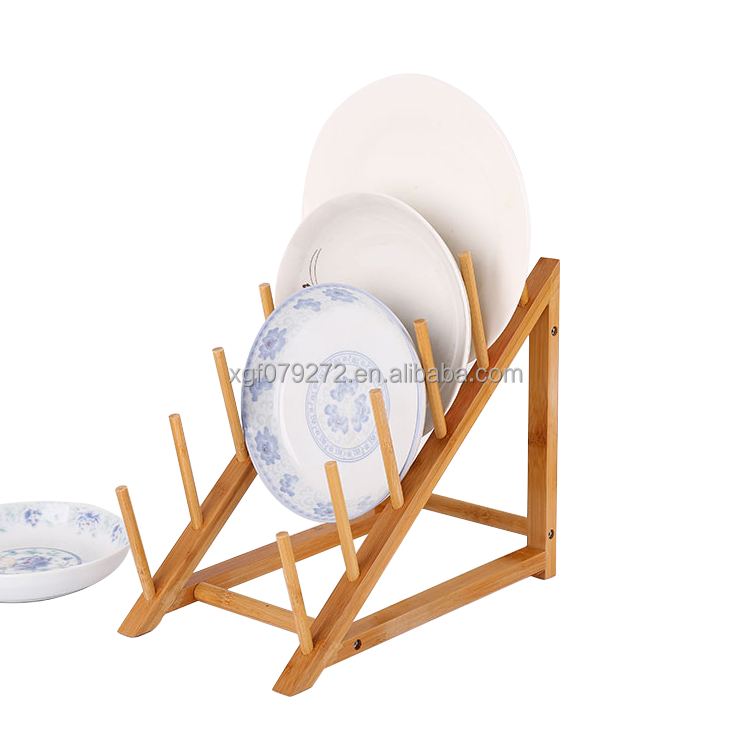 wooden rack bowls grooves gold cup drying racks bamboo Dishwater rack drying plate supermarket kitchen dish drainer