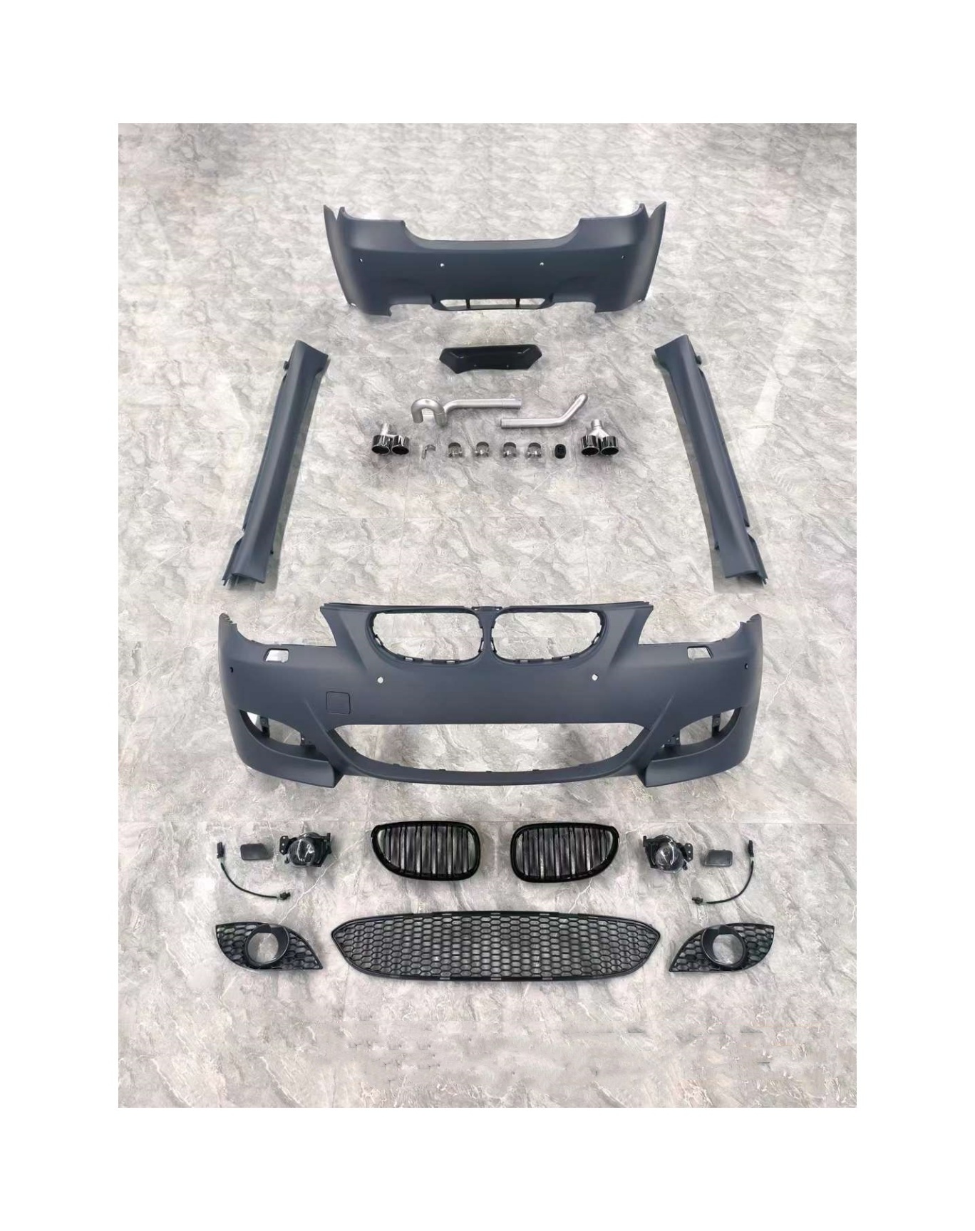 Wholesale plastic body kit for bmw e60 m5 5 series E60 upgrade M5 Style Front Bumper Rear Bumper slide skirts