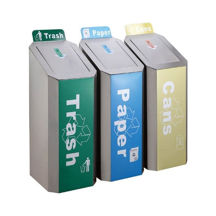 Factory Black Oval Classification 4 Compartment Dustbin Wholesale Recycling Bins For Airport Waste Bin