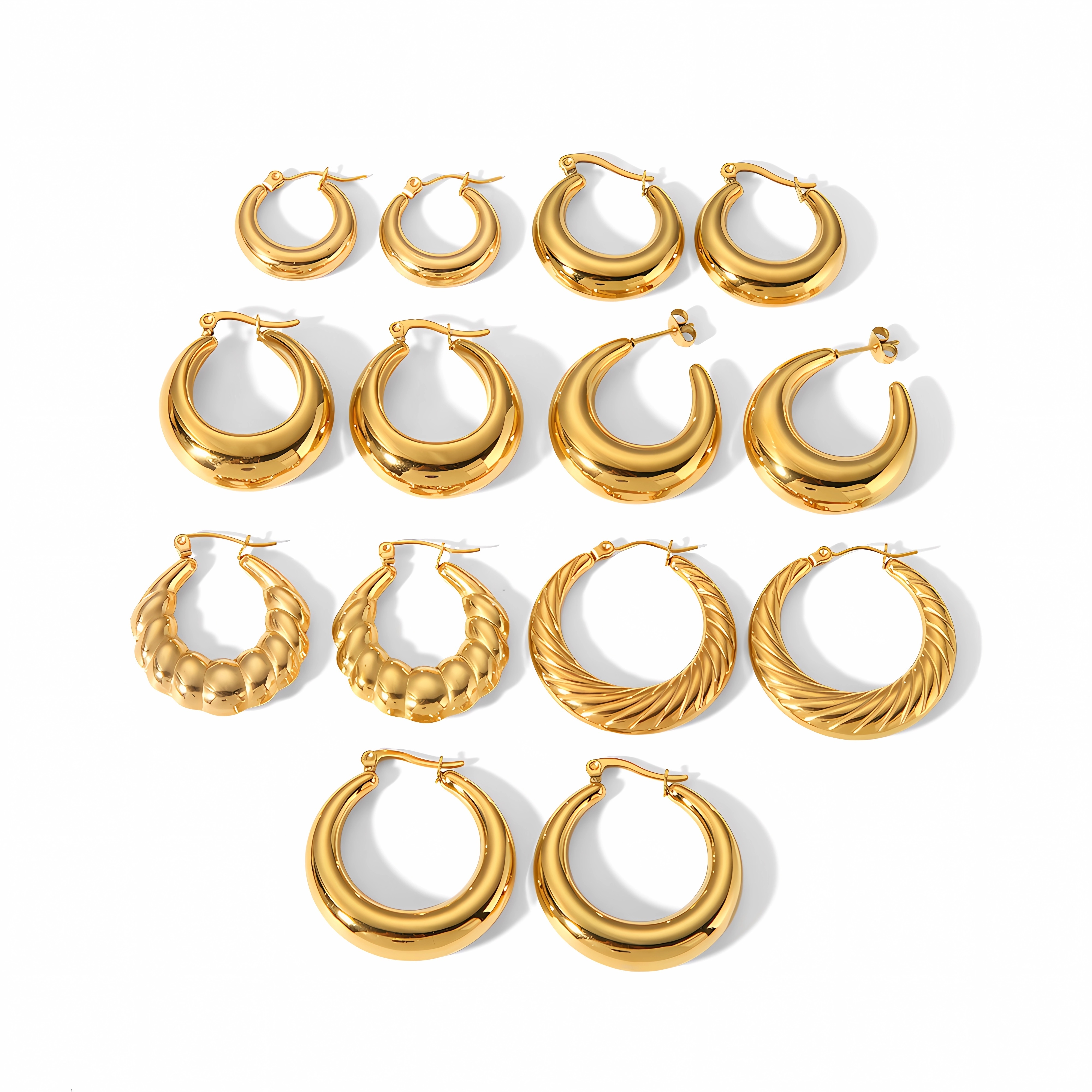 LQ  Bold Hoops 18k Gold Plated Stainless Steel Statement Earrings Non Tarnish Waterproof Jewelry Chunky Hoop Earring For Women