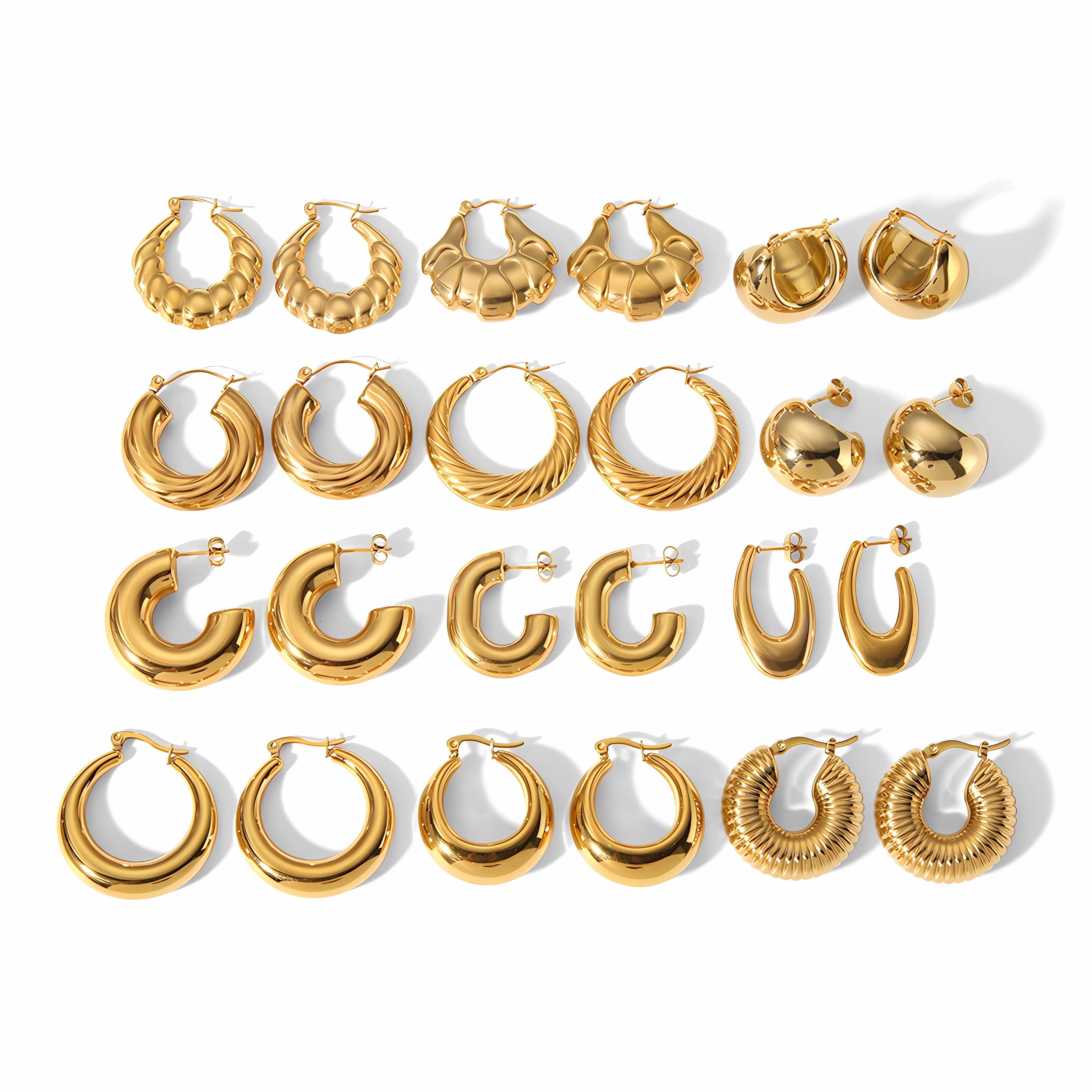 LQ  Bold Hoops 18k Gold Plated Stainless Steel Statement Earrings Non Tarnish Waterproof Jewelry Chunky Hoop Earring For Women