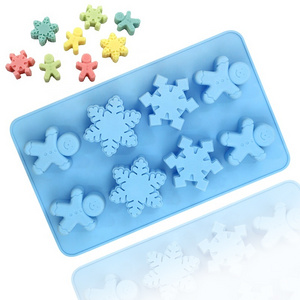 1044 8 cavity snowflake Gingerbread human silicone Chocolate Mold DIY baking mold manual glue dropping candle mold resin