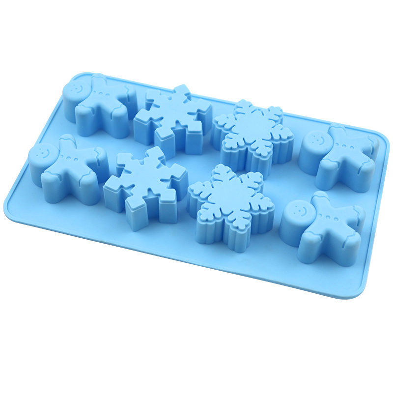 1044 8 cavity snowflake Gingerbread human silicone Chocolate Mold DIY baking mold manual glue dropping candle mold resin