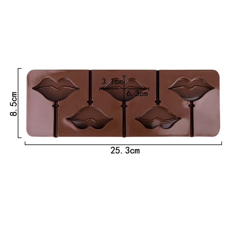 919 factory and stock lollipop mold hard candy silicone chocolate mould.5 cavity lips candy make resin mold silicone bpa free